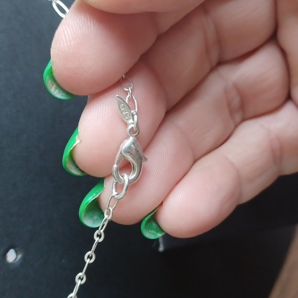 Silver tone SAQ necklace, 16"  rhinestone accent - Picture 4 of 4